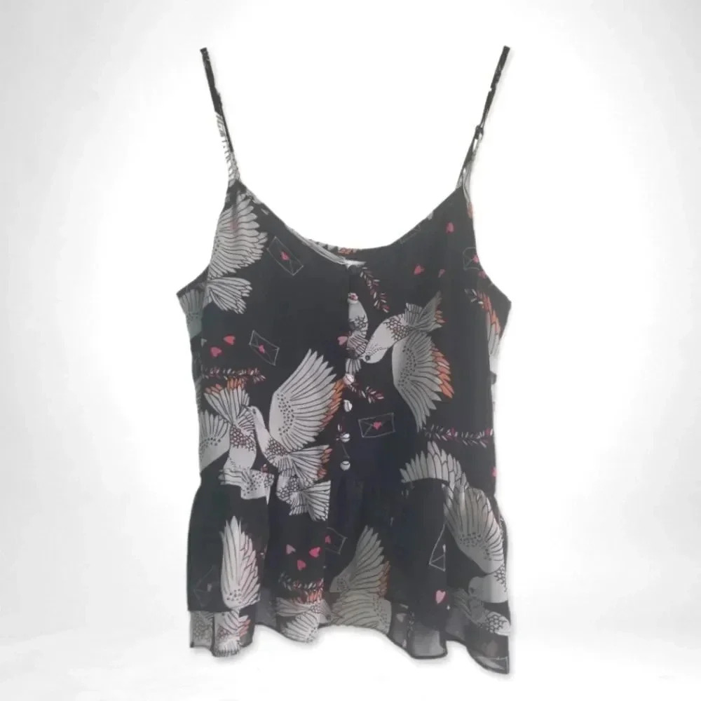 Rebecca Minkoff | Black Love Bird Love Letters Blouse Sz L